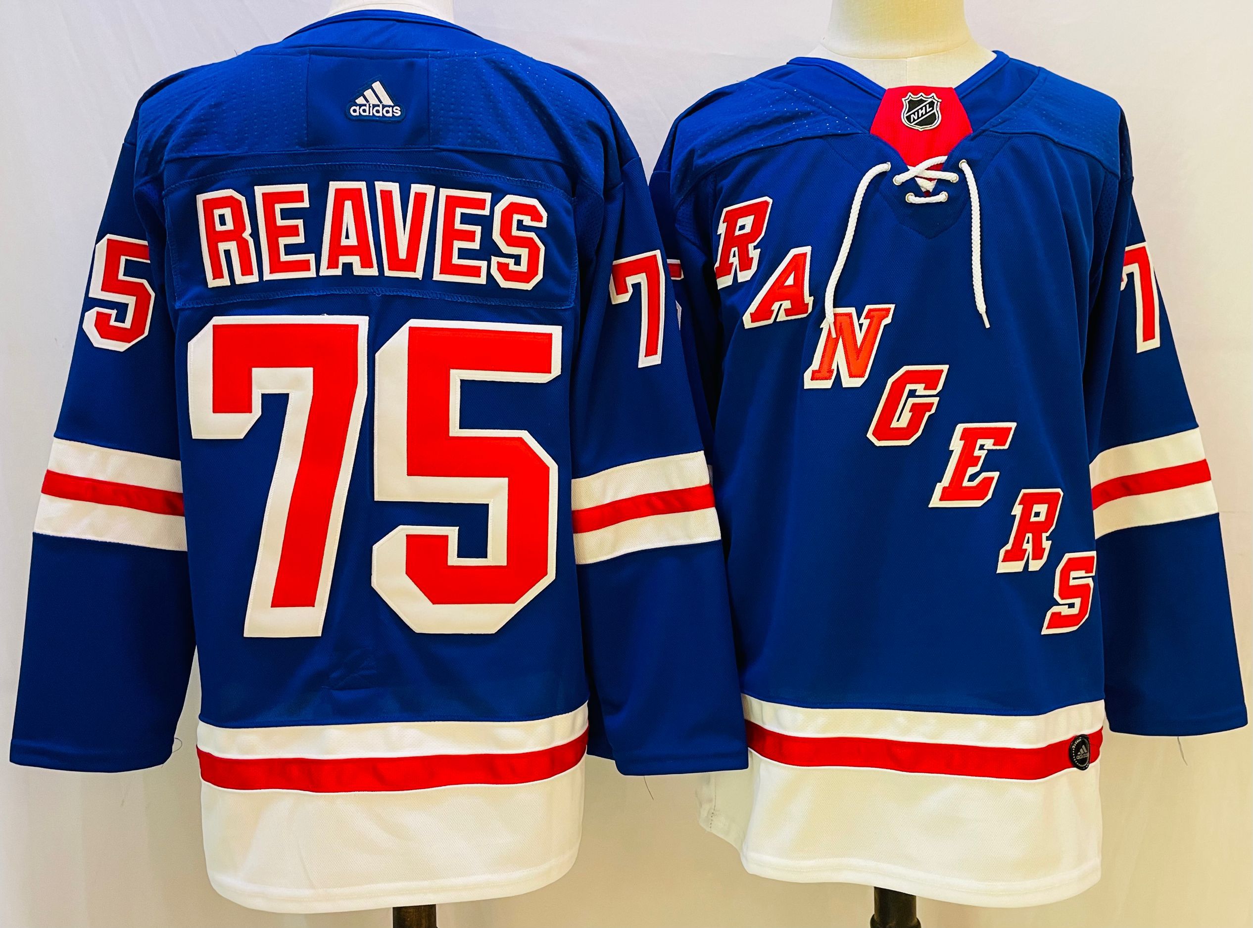 Men New York Rangers #75 Reaves Blue Throwback 2022 Adidas NHL Jersey->colorado avalanche->NHL Jersey